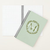 Personalized Olive Wreath Monogram  ノートブック (内側)