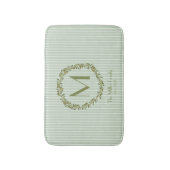 Personalized Olive Wreath Monogram バスマット (正面縦)