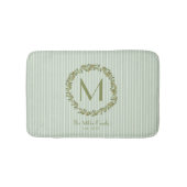 Personalized Olive Wreath Monogram バスマット (正面)