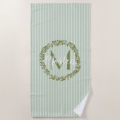 Personalized Olive Wreath Monogram  ビーチタオル (正面)