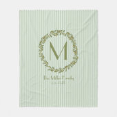 Personalized Olive Wreath Monogram  フリースブランケット (正面)