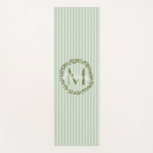 Personalized Olive Wreath Monogram  ヨガマット (正面)