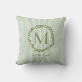 Personalized Olive Wreath Monogram Double-Sided  クッション