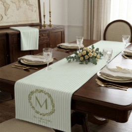 Personalized Olive Wreath Monogram & Family Name  ショートテーブルランナー