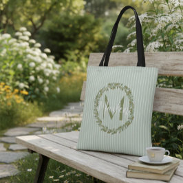 Personalized Olive Wreath Monogram Tote Bag トートバッグ