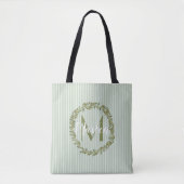 Personalized Olive Wreath Monogram Tote Bag トートバッグ (正面)