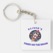 Personalized Oliver's Rocket Cat Keychain キーホルダー (正面)