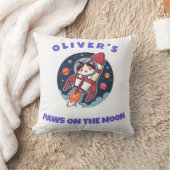 Personalized Oliver's Rocket Cat Throw Pillow クッション (ブランケット)