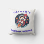 Personalized Oliver's Rocket Cat Throw Pillow クッション (正面)
