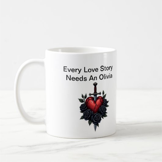 Personalized Olivia Mug – Cute Gift for Her コーヒーマグカップ (左)