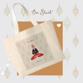 Personalized Om Shanti Yoga Girl ラージトートバッグ