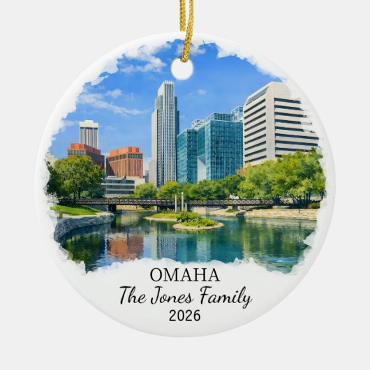 Personalized Omaha Ornament, Custom Nebraska セラミックオーナメント (正面)
