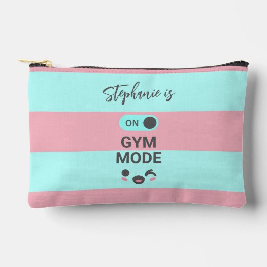 Personalized On Gym Mode Pink Blue アクセサリーポーチ (正面)