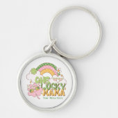 Personalized One Lucky Mama Groovy Rainbow キーホルダー (正面)