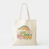 Personalized One Lucky Mama Groovy Rainbow トートバッグ (裏面)