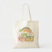 Personalized One Lucky Mama Groovy Rainbow トートバッグ (正面)