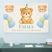 Personalized Onederful Bear First Birthday Banner 横断幕 (トレードショー)