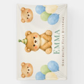 Personalized Onederful Bear First Birthday Banner 横断幕 (縦)