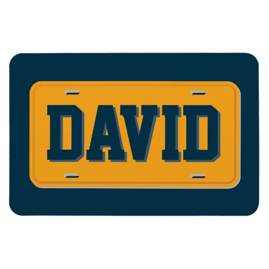 Personalized Orange and Navy Blue License Plate マグネット (横)