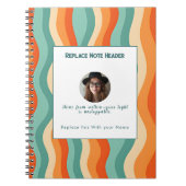 Personalized Orange and Teal Wave Patterned  ノートブック (正面)