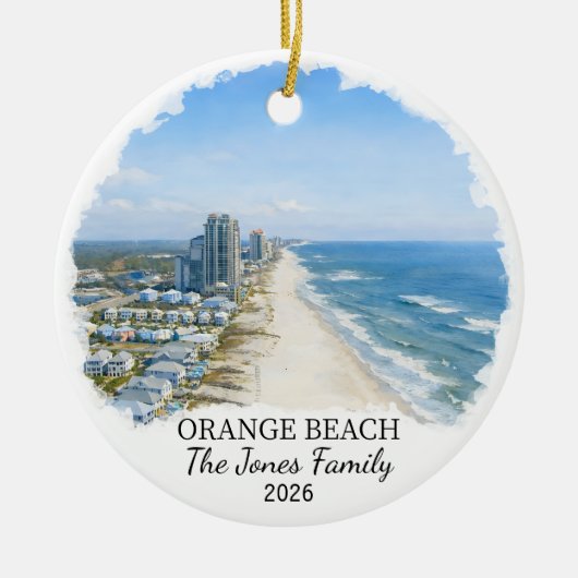 Personalized Orange Beach Ornament, Custom Alabama セラミックオーナメント (正面)