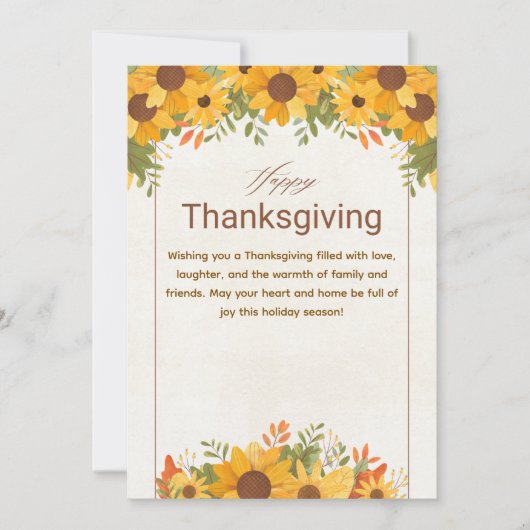 Personalized Orange Beige Floral Thanksgiving シーズンカード (正面)