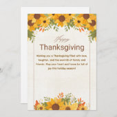 Personalized Orange Beige Floral Thanksgiving シーズンカード (正面/裏面)