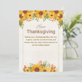 Personalized Orange Beige Floral Thanksgiving シーズンカード (スタンド正面)
