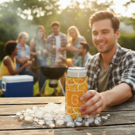 Personalized Orange Citrus Monogram Can Cooler スリム缶クーラー