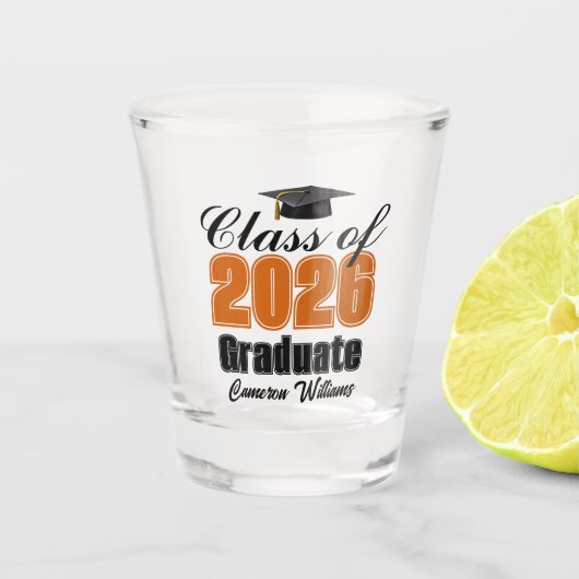Personalized Orange Class of 2026 Graduation ショットグラス (正面)
