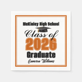 Personalized Orange Class of 2026 Graduation Party スタンダードカクテルナプキン