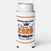 Personalized Orange Class of 2026 Graduation Party スリム缶クーラー (Seltzer正面)