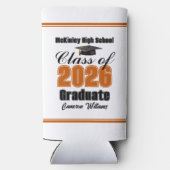 Personalized Orange Class of 2026 Graduation Party スリム缶クーラー (裏面)