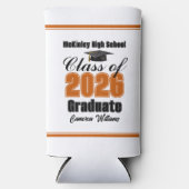 Personalized Orange Class of 2026 Graduation Party スリム缶クーラー (正面)