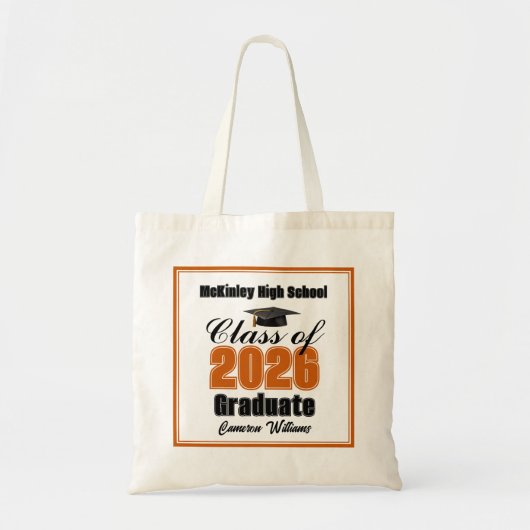 Personalized Orange Class of 2026 Graduation Party トートバッグ (正面)
