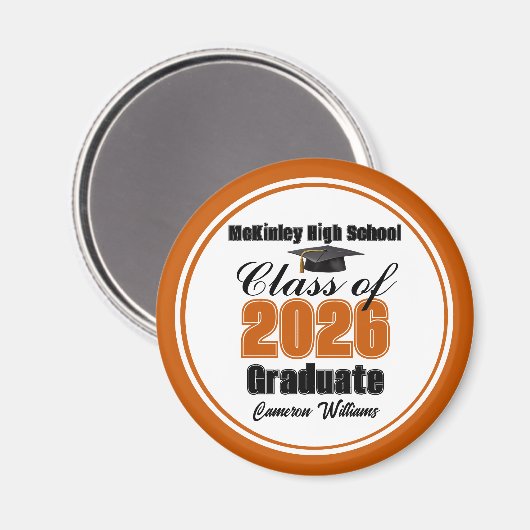 Personalized Orange Class of 2026 Graduation Party マグネット (正面/裏面)