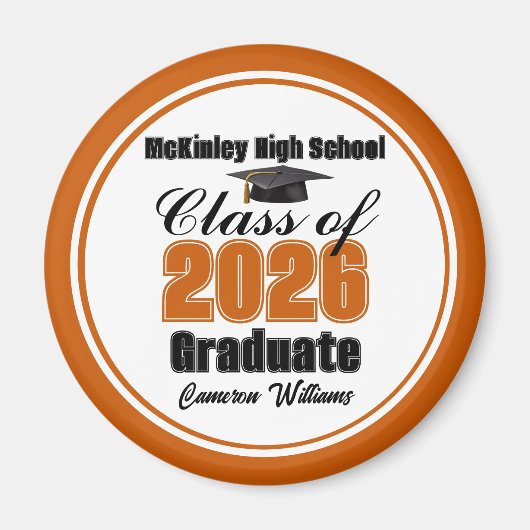 Personalized Orange Class of 2026 Graduation Party マグネット (正面)