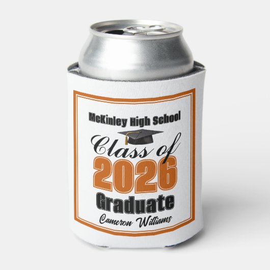 Personalized Orange Class of 2026 Graduation Party 缶クーラー (缶正面)