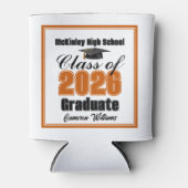Personalized Orange Class of 2026 Graduation Party 缶クーラー (正面)