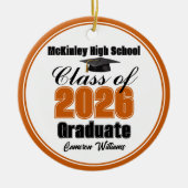 Personalized Orange Class of 2026 Graduation Photo セラミックオーナメント (正面)