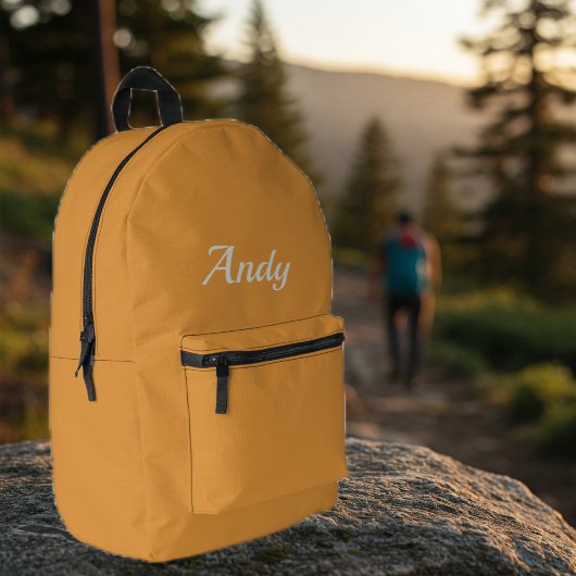 Personalized Orange Hiking Backpack for Men プリントバックパック