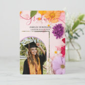 Personalized Orange Nature Floral Graduation Party 招待状 (スタンド正面)