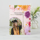 Personalized Orange Nature Floral Graduation Party 招待状 (スタンド正面)