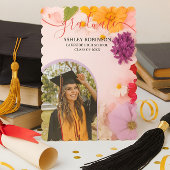Personalized Orange Nature Floral Graduation Party 招待状
