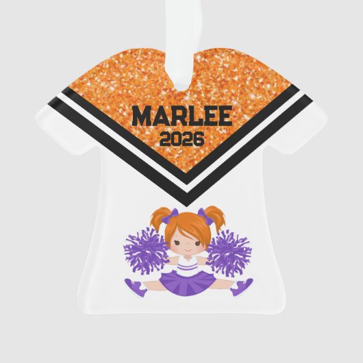 Personalized Orange & Purple Cheer Ornament  オーナメント (正面)