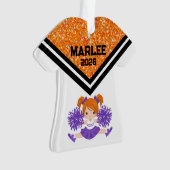 Personalized Orange & Purple Cheer Ornament  オーナメント (正面)