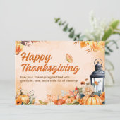 Personalized Orange Watercolor Happy Thanksgiving  シーズンカード (スタンド正面)