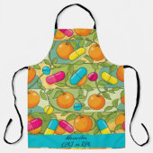 Personalized Oranges Blue Pink Pill Pharmacy Apron エプロン (正面)