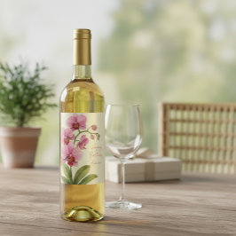 Personalized Orchid Floral Wine Label ワインラベル