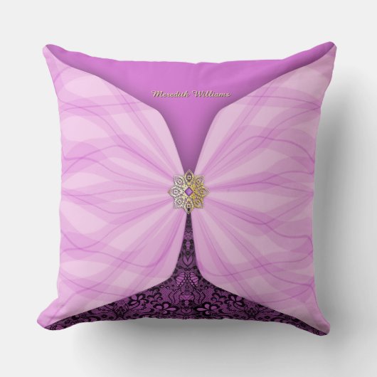 Personalized Orchid Pink Textile Illusion クッション (正面)